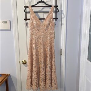 Eliza J midi tea length dress, soft pink, fully lined, NWT sz. 2